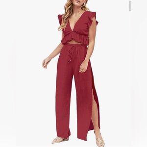 Crop top two piece jumpsuit